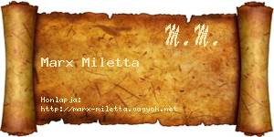 Marx Miletta névjegykártya